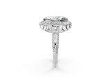 White gold Marquise Halo Diamond Split Shank Ring with Milgrain Detail_50