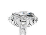 White gold Marquise Halo Diamond Split Shank Ring with Milgrain Detail_54