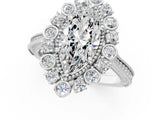 White gold Marquise Halo Milgrain Pave Diamond Ring with Four-Prong Setting 1