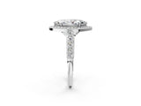 White gold Marquise Halo Milgrain Solitaire with Bezel Set Side Stones and Pave Band_34