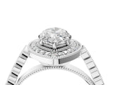 White gold Marquise Halo Milgrain Solitaire with Bezel Set Side Stones and Pave Band_36