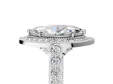 White gold Marquise Halo Milgrain Solitaire with Bezel Set Side Stones and Pave Band_37