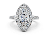 White gold Marquise Halo Pavé Diamond Engagement Ring with Bezel Setting_20