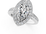 White gold Marquise Halo Pavé Diamond Engagement Ring with Bezel Setting_21