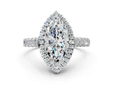 White gold Marquise Halo Pavé Diamond Engagement Ring with Four-Prong Setting_26