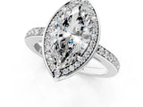 White gold Marquise Halo Pave Band Solitaire Ring with Prong Setting_67