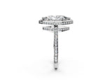 White gold Marquise Halo Pave Band Solitaire Ring with Prong Setting_68