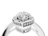 White gold Marquise Halo Pave Band Solitaire Ring with Prong Setting_70