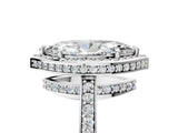 White gold Marquise Halo Pave Band Solitaire Ring with Prong Setting_71