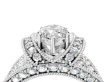 White gold Marquise Halo Pave Diamond Engagement Ring with Milgrain Detailing_53