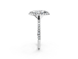 White gold Marquise Halo Round Diamond Pavé Band Four-Prong Ring_5
