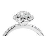 White gold Marquise Halo Round Diamond Pavé Band Four-Prong Ring_7