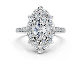 White gold Marquise Halo Round Diamond Pave Band with Four-Prong Setting_38