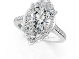 White gold Marquise Halo Round Diamond Pave Band with Four-Prong Setting_39