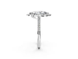 White gold Marquise Halo Round Diamond Pave Band with Four-Prong Setting_40