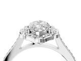 White gold Marquise Halo Round Diamond Pave Band with Four-Prong Setting_42