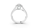 White gold Marquise Halo Round Diamond Pave Band with Prong Setting 5