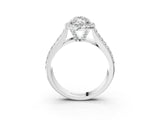 White gold Marquise Halo Round Diamond Pave Band with Prong Setting_15