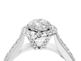 White gold Marquise Halo Round Diamond Pave Band with Prong Setting_16