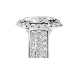 White gold Marquise Halo Round Diamond Pave Band with Prong Setting_17