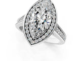White gold Marquise Halo Solitaire Diamond Ring with Pave Band and Bezel Setting_65