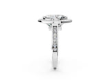 White gold Marquise Halo Solitaire Diamond Ring with Pave Band and Bezel Setting_67