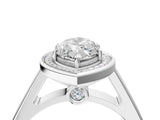 White gold Marquise Halo Solitaire Diamond Ring with Pave Band and Bezel Setting_70