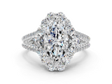 White gold Marquise Halo Split Shank Diamond Engagement Ring with Prong Setting_19