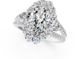 White gold Marquise Halo Split Shank Diamond Engagement Ring with Prong Setting_21