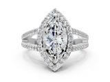White gold Marquise Halo Split Shank Diamond Ring with Four-Prong Setting_53
