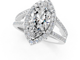 White gold Marquise Halo Split Shank Diamond Ring with Four-Prong Setting_53