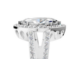White gold Marquise Halo Split Shank Diamond Ring with Four-Prong Setting_58