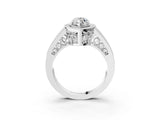 White gold Marquise Halo Split Shank Diamond Ring with Milgrain Prong Setting_17