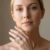 White gold Marquise Halo Split Shank Diamond Ring with Milgrain Prong Setting_7