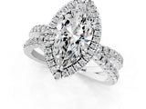 White gold Marquise Halo Split Shank Diamond Ring with Pavé Setting_27
