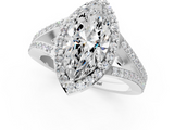 White gold Marquise Halo Split Shank Diamond Ring with Prong Setting_25