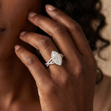 White gold Marquise Halo Split-Shank Diamond Ring with Prong Setting_8