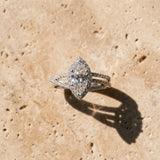 White gold Marquise Halo Split-Shank Diamond Ring with Prong Setting_9