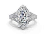 White gold Marquise Halo Split Shank Pave Diamond Ring with Four-Prong Setting_47