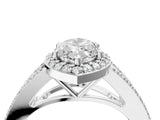 White gold Marquise Halo Split Shank Pave Diamond Ring with Four-Prong Setting_50