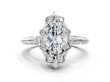 White gold Marquise Halo Split Shank Pave Diamond Ring with Petal Prong Setting_20