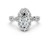 White gold Marquise Halo Twist Band Solitaire Ring with Six-Prong Setting_32