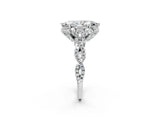 White gold Marquise Halo Twist Band Solitaire Ring with Six-Prong Setting_33