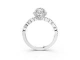 White gold Marquise Halo Twist Band Solitaire Ring with Six-Prong Setting_35