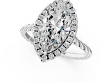 White gold Marquise Halo Twisted Band Four-Prong Diamond Ring_21