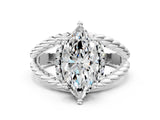 White gold Marquise Halo Twisted Band Four-Prong Ring_82