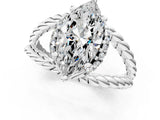 White gold Marquise Halo Twisted Band Four-Prong Ring_82