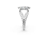 White gold Marquise Halo Twisted Band Four-Prong Ring_83