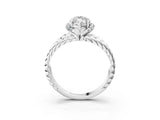 White gold Marquise Halo Twisted Band Four-Prong Ring_85