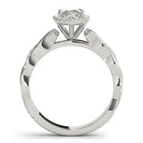 White gold Marquise Halo Twisted Band Prong Setting Ring 2